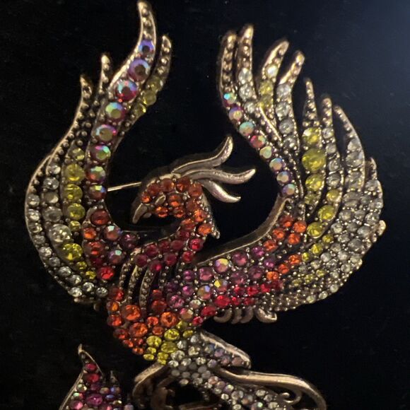 Jewelry Brooch Red Phoenix Brooch Rhinestone - Picture 6 of 13